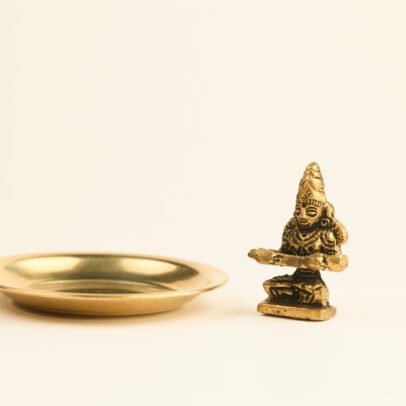 Brass Annapurna with brass Plate small