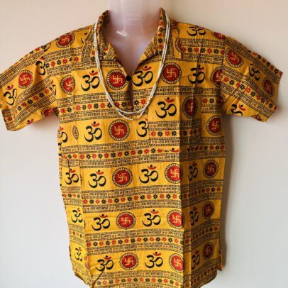 OM Swastik Orange Cotton Kurta