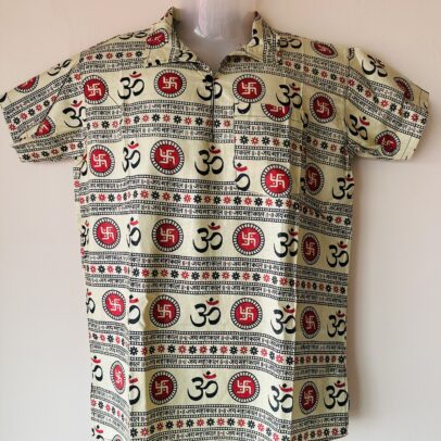 Om Swastik Cream Cotton Kurta