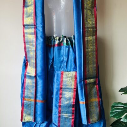 Blue Silk Dhoti set with Silk Shawl