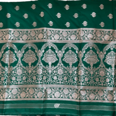 Banarasi Katam Saree dark green