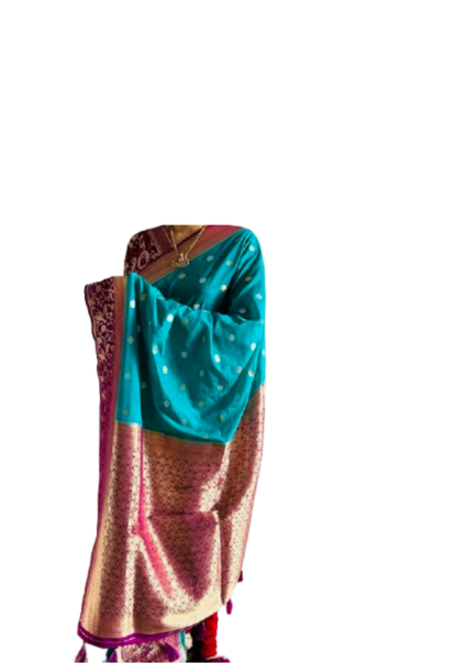 Banarasi Georgette Saree- Blue and Purple border
