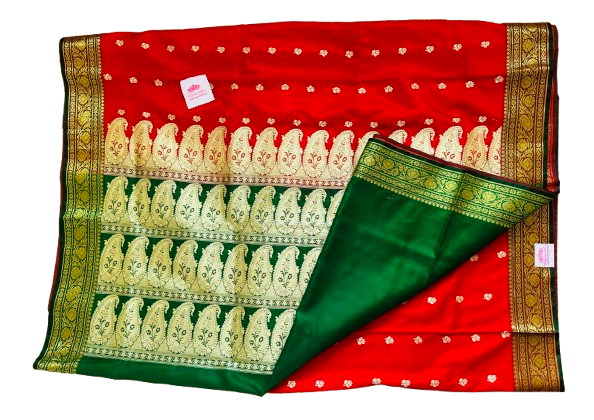 Banarasi Booti saree- Red and Green