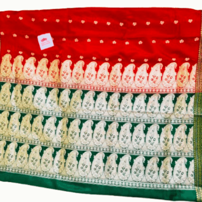 Banarasi Booti saree- Red and Green