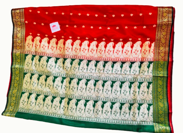 Banarasi Booti saree- Red and Green