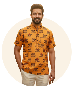 spiritual printed cotton men's kurta
